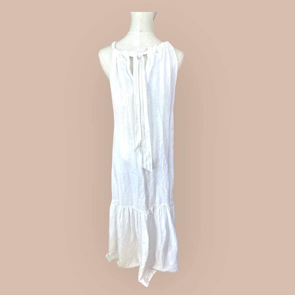 Elan NWT Size Medium White linen Halter Pleated Halter Maxi Dress - Picture 6 of 16